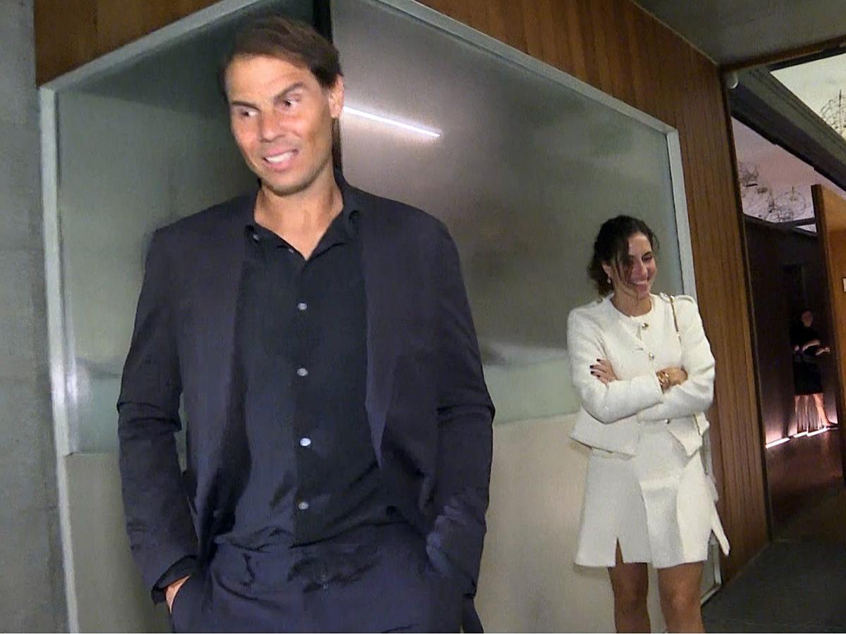 Rafa Nadal y Mery Perelló saliendo del restaurante de Madrid donde cenaron