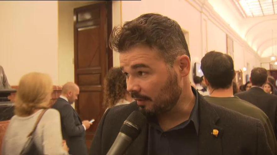 Rufián pide a Iglesias que vaya a Moncloa a &quot;presionar&quot; a Sánchez