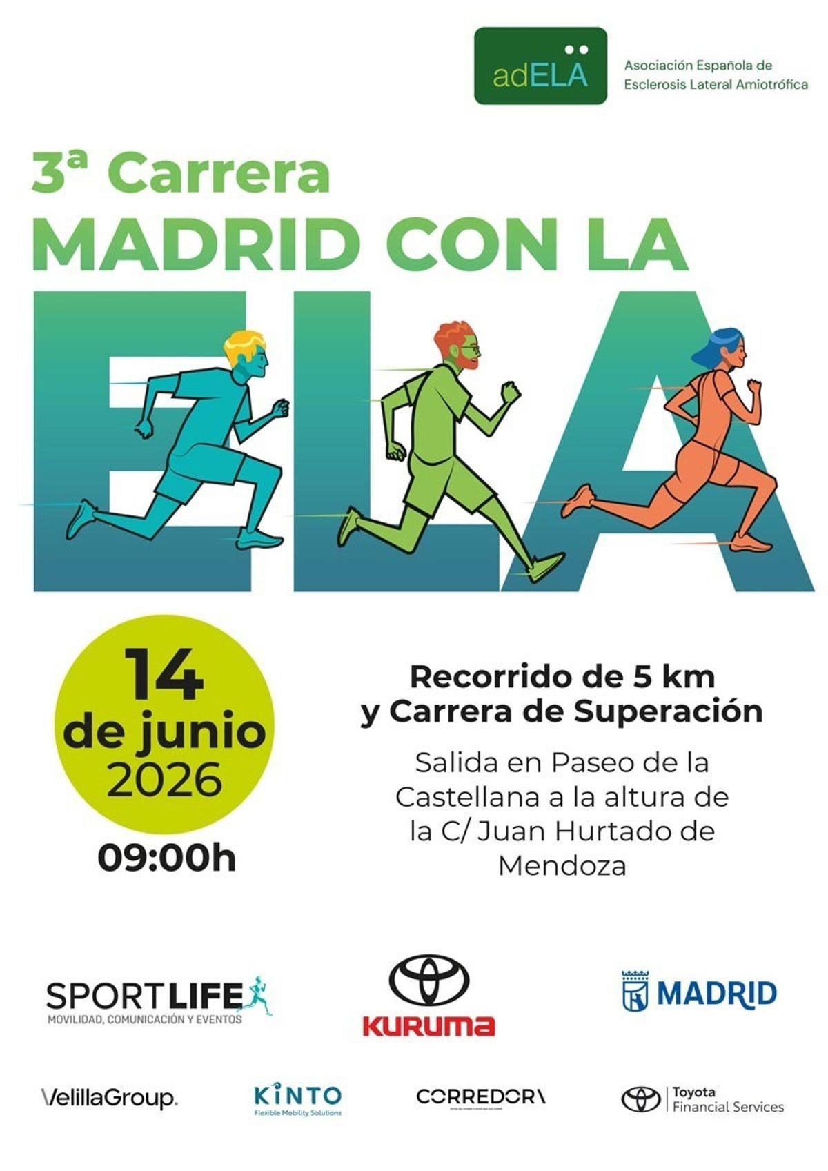 Cartel de la tercera Carrera Madrid con la ELA
