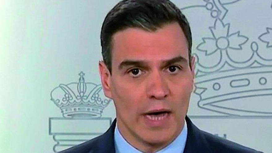 Pedro Sánchez en su comparecencia en Moncloa.