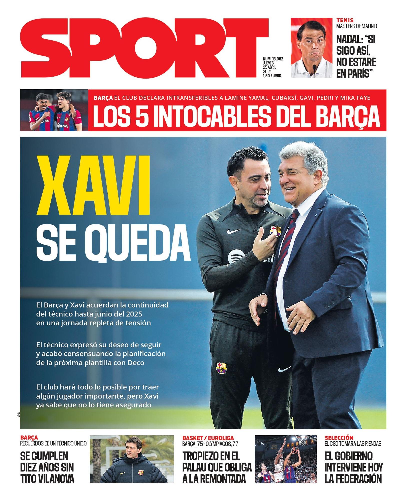 La portada de SPORT de hoy, jueves 25 de abril