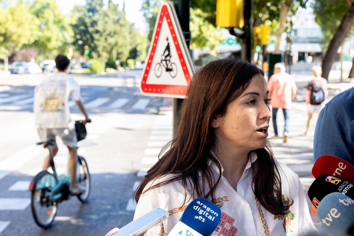 La concejala de Movilidad, en la rueda de prensa de este viernes.