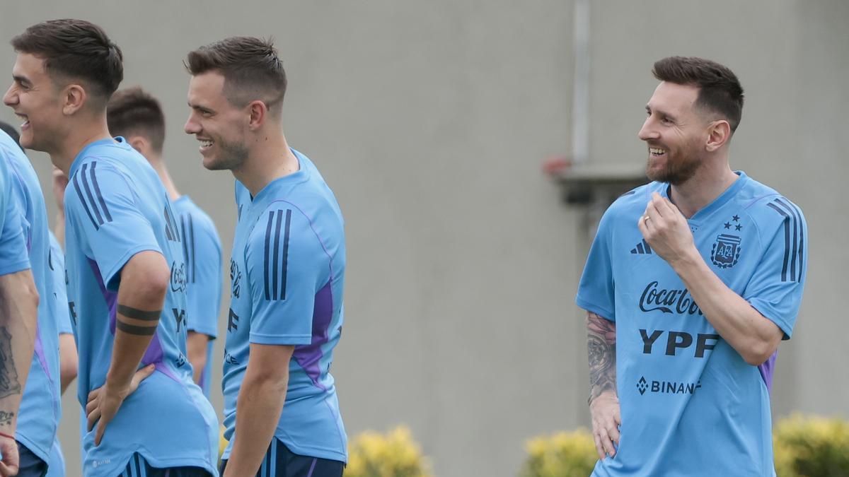 Lionel Messi, en el entrenamiento de Argentina previo a los amistosos.