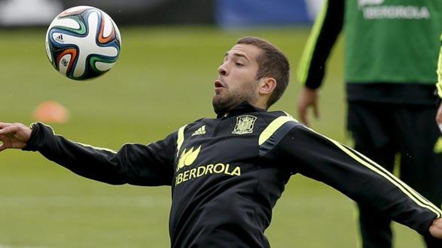 Jordi Alba, durante un entrenamiento con España