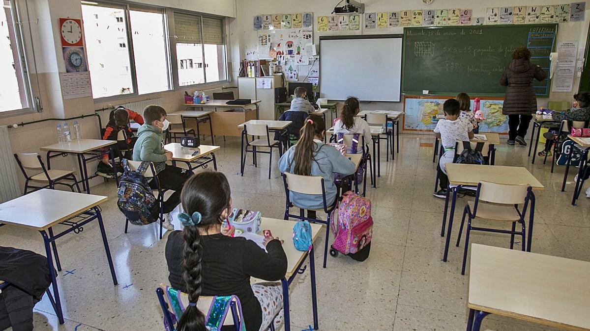 Aula de un colegio de la ciudad de Alicante a mediados del pasado mes de enero.