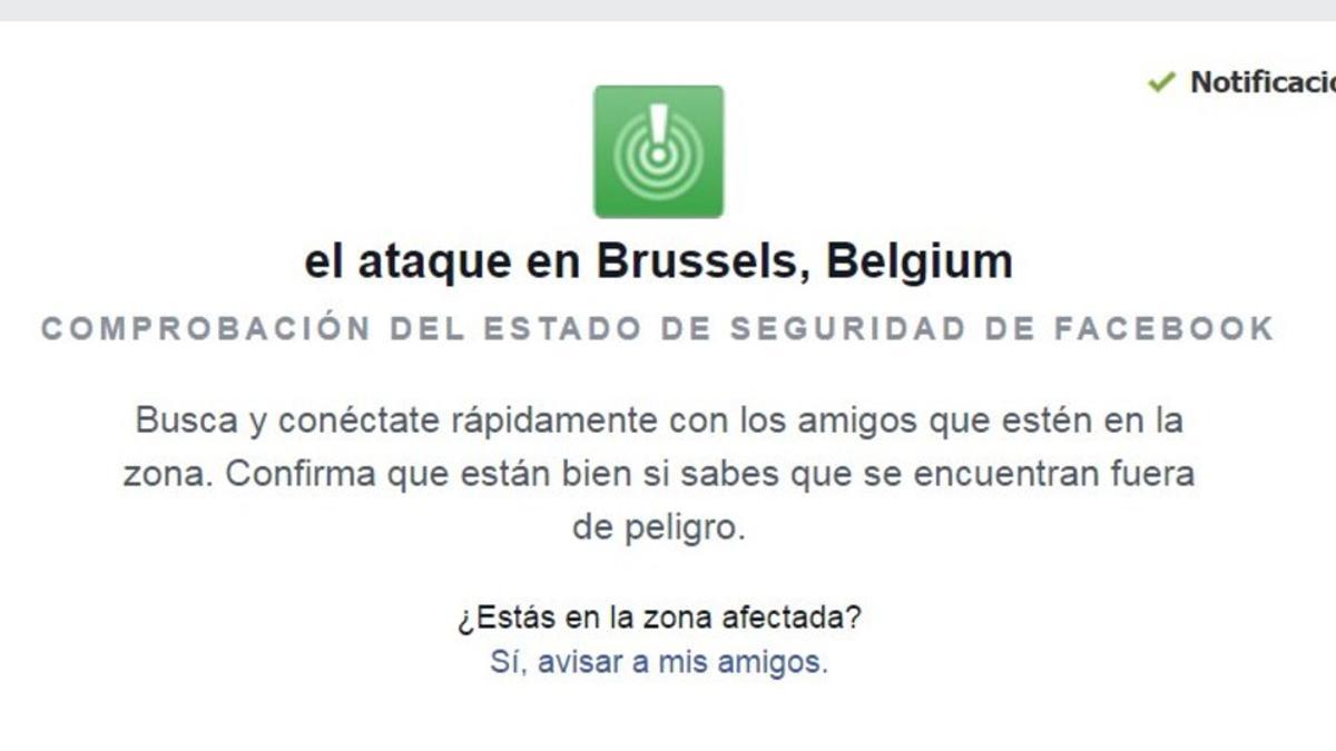 Facebook activa el botón de seguridad tras las explosiones de Bruselas.