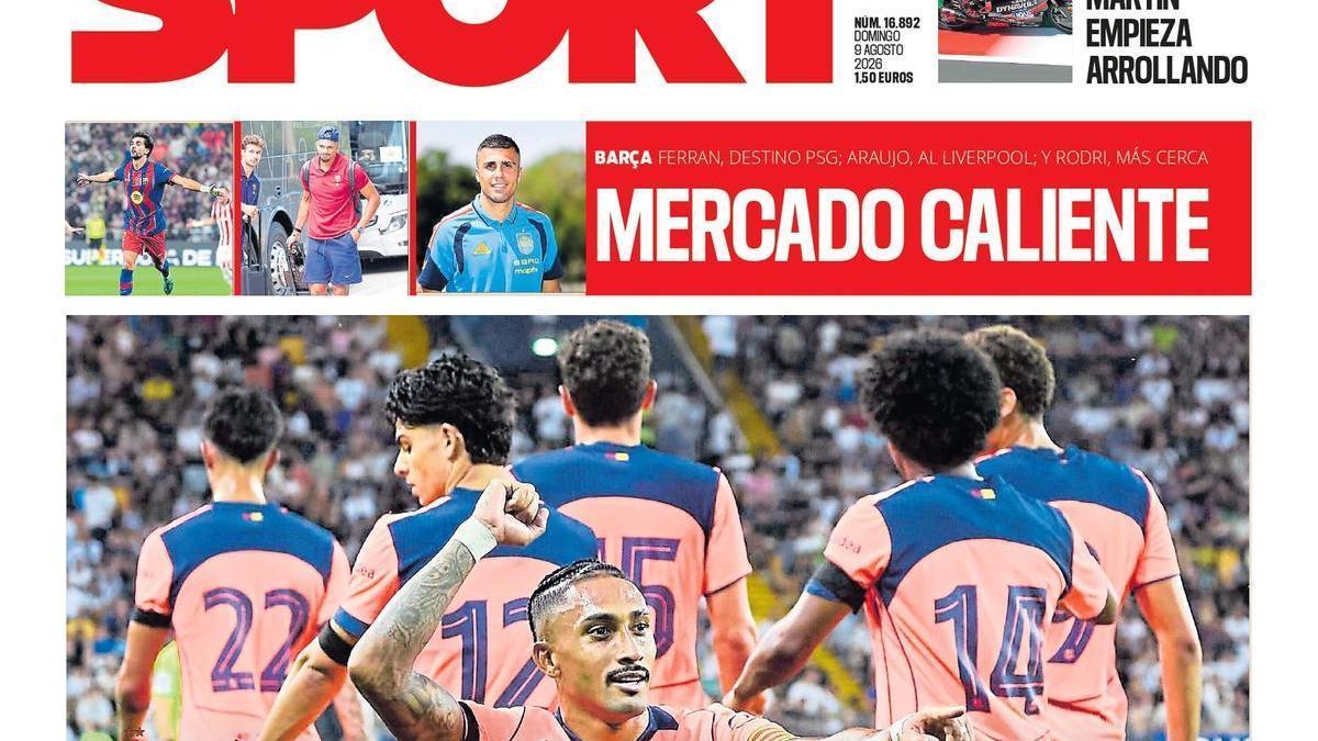 Esta es la portada de SPORT de hoy domingo, 9 de agosto de 2026