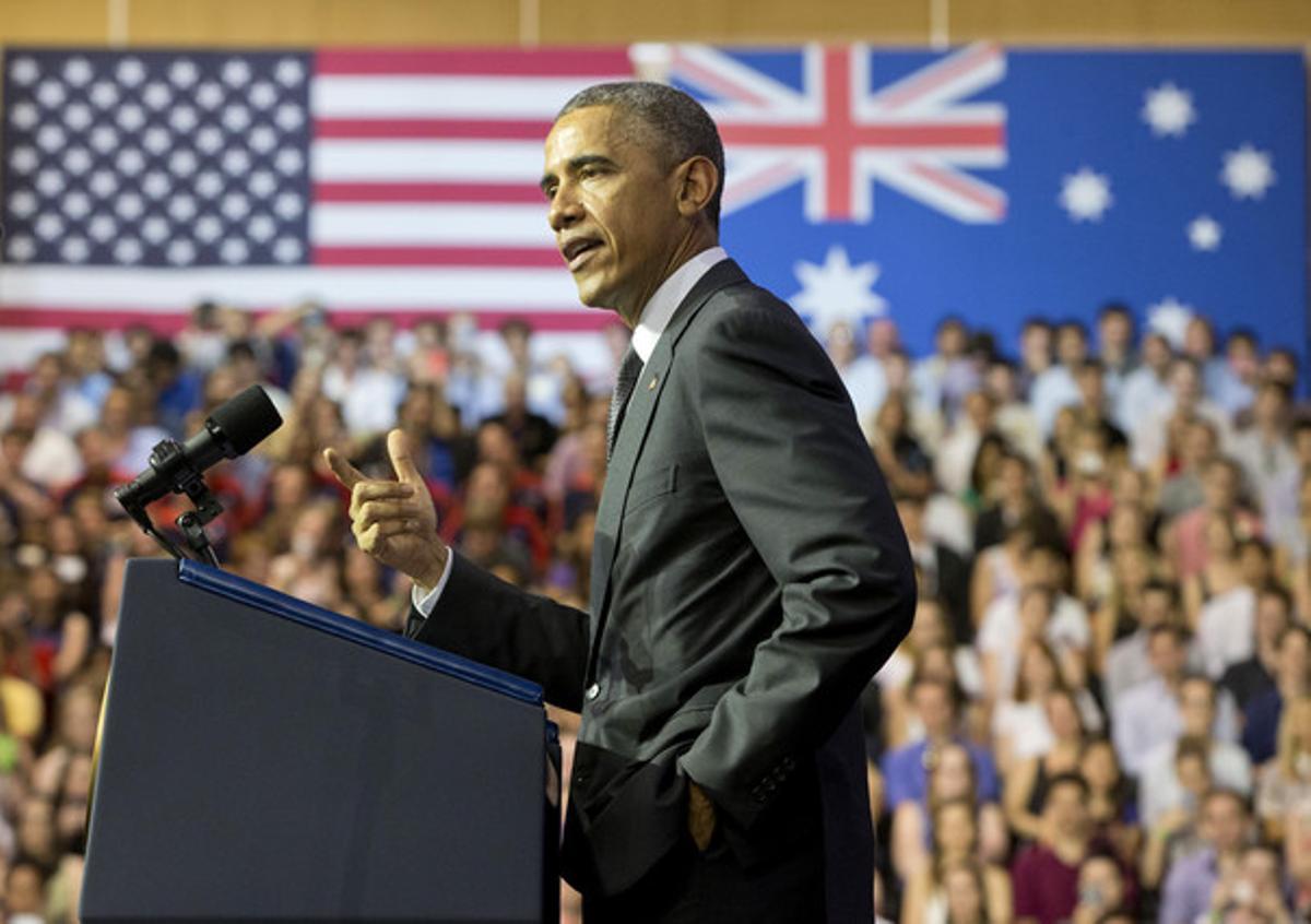 Barack Obama, durant el seu discurs a la Universitat de Queensland, a Brisbane (Austràlia).