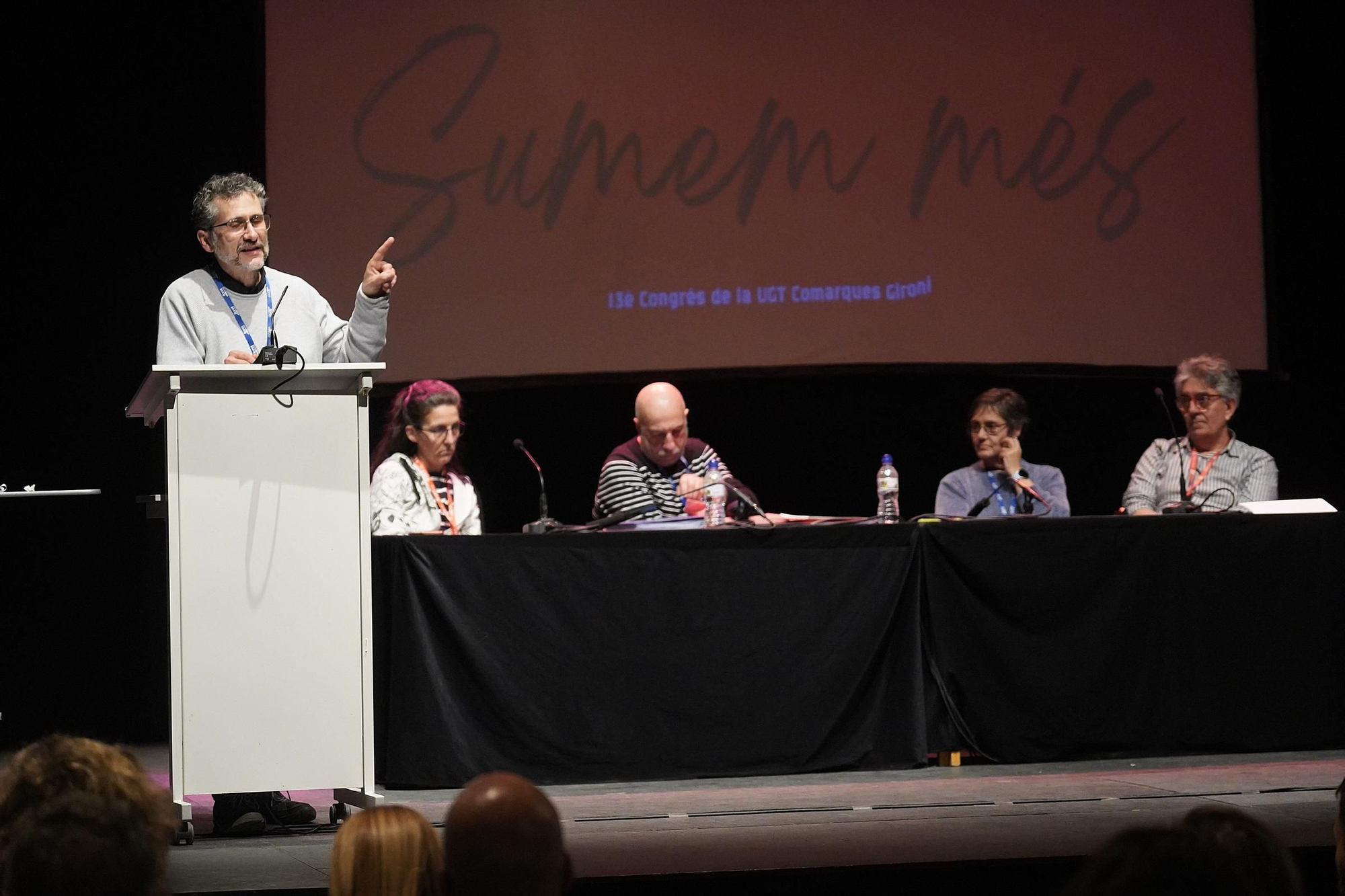 El secretari general d'UGT a Girona, Maxi Rica, en la seva intervenció al congrés