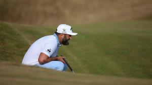 SOUTHPORT (United Kingdom), 18/07/2026.- Jon Rahm of Spain lines up his shot on the 17th hole during the British Open Golf Championships at Royal Birkdale in Southport, Britain, 18 July 2026. (España, Reino Unido) EFE/EPA/ADAM VAUGHAN