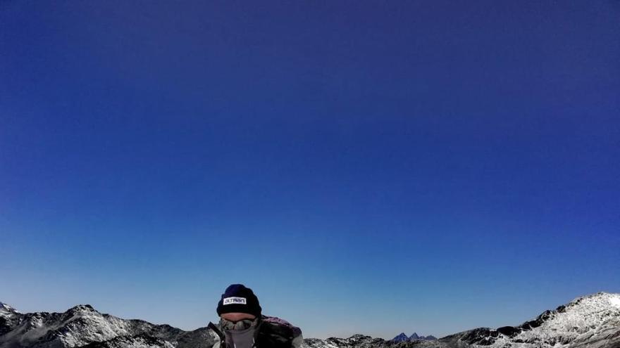 Roberto López, en el Sajama.