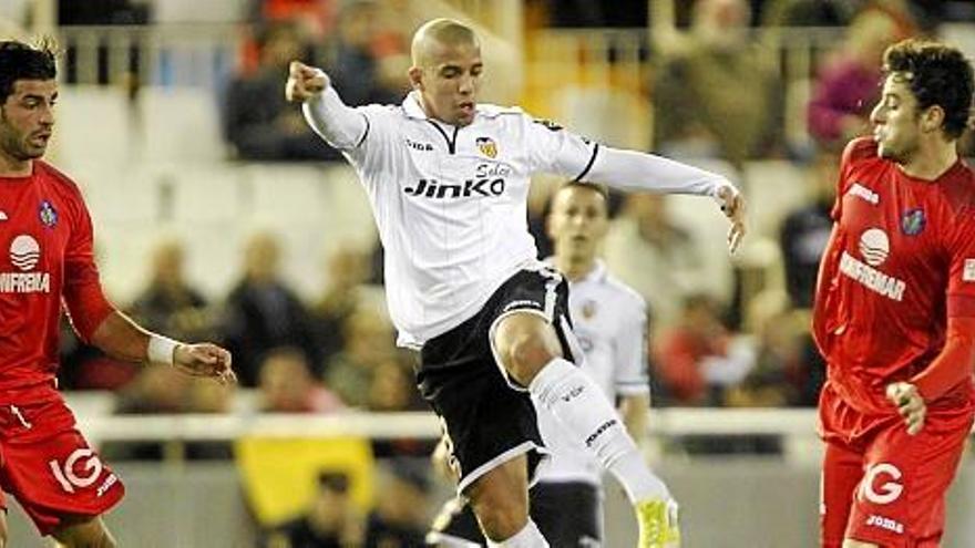 Feghouli en el último partido con el Valencia CF.