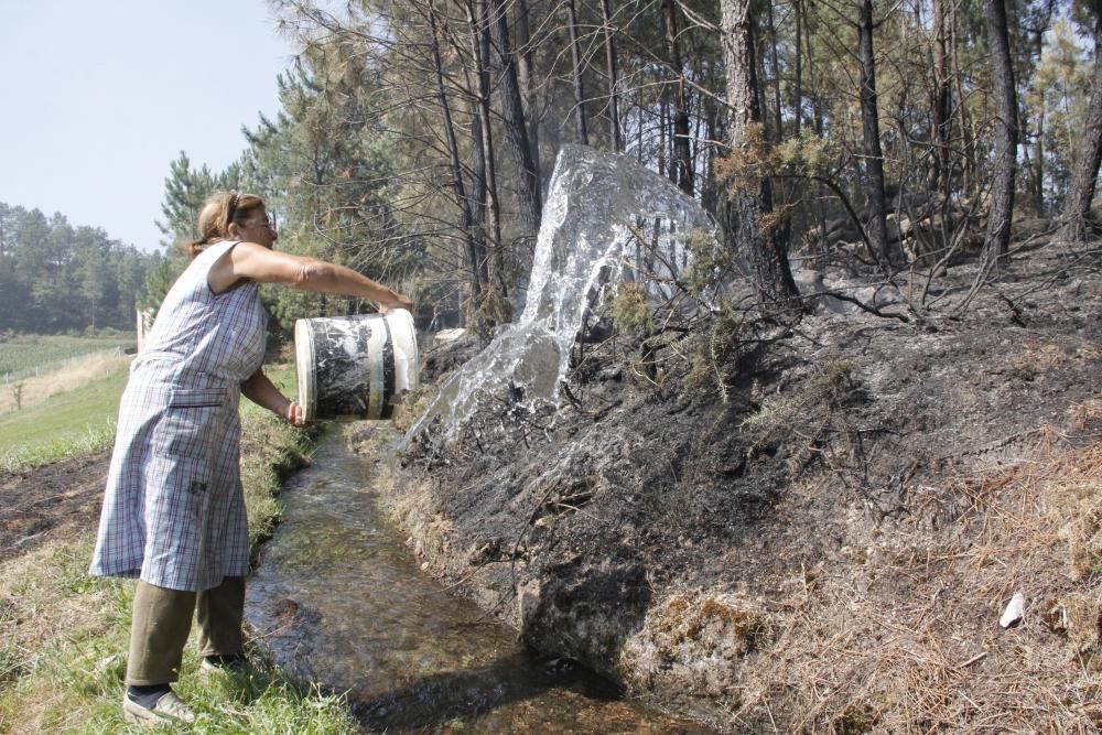 Incendios en Galicia | Vecinos de Cotobade intentan alejar el fuego de sus casas