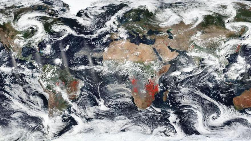 La imagen de la NASA que muestra los incendios en el mundo.