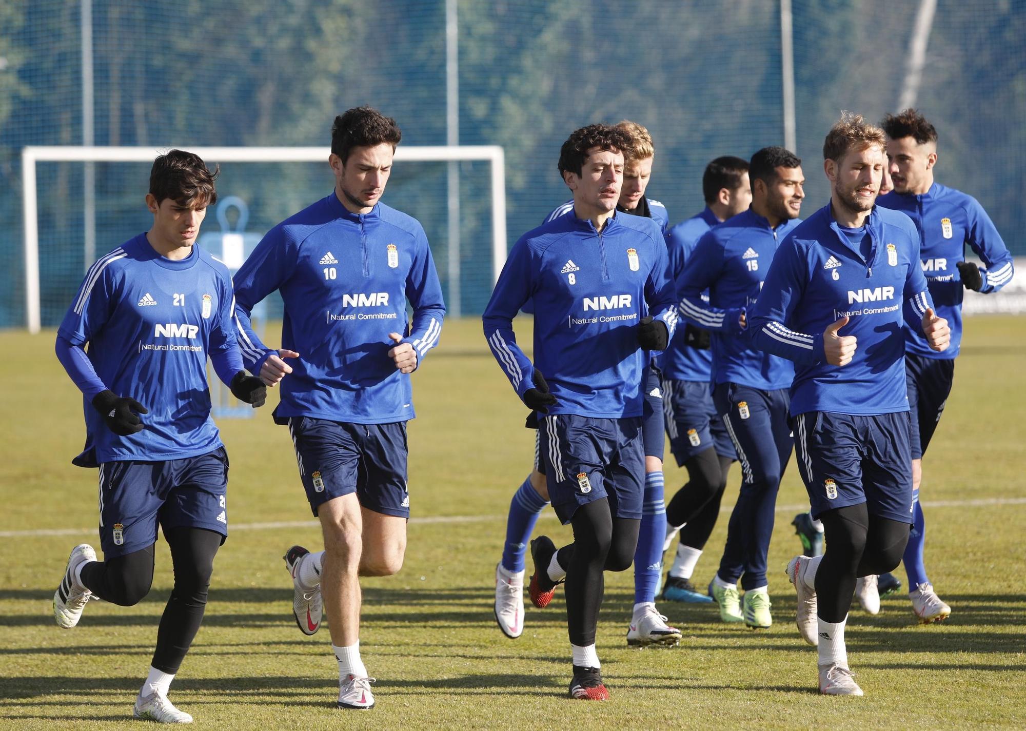 El entrenamiento del Oviedo esta mañana