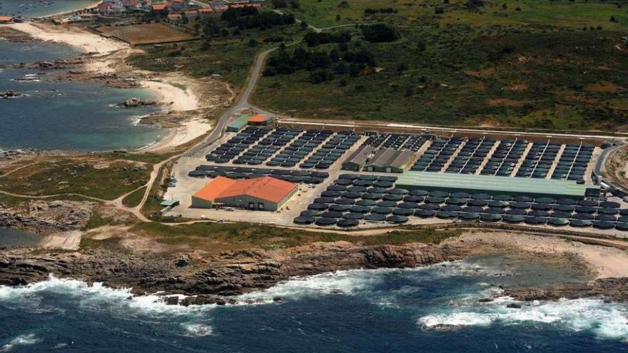 Vista aérea de la piscifactoría de Monte da Vela (Camariñas).  // Iñaki Abella