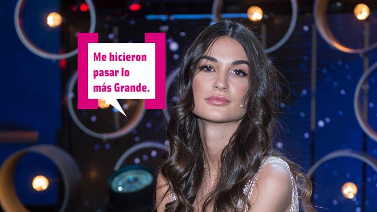 Estela Grande con bocadillo Cuore en el plató de Gran Hermano