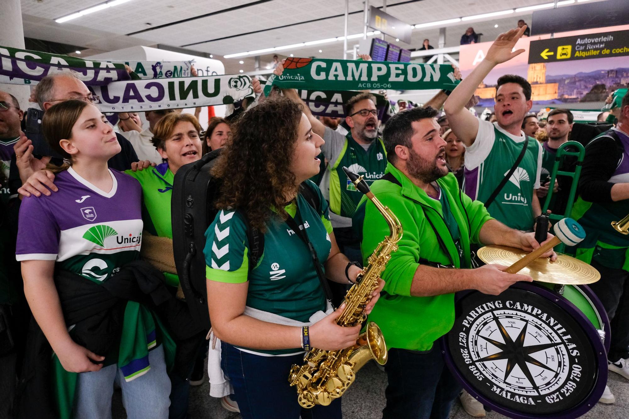 La llegada del Unicaja al aeropuerto de Málaga tras ganar la Copa del Rey