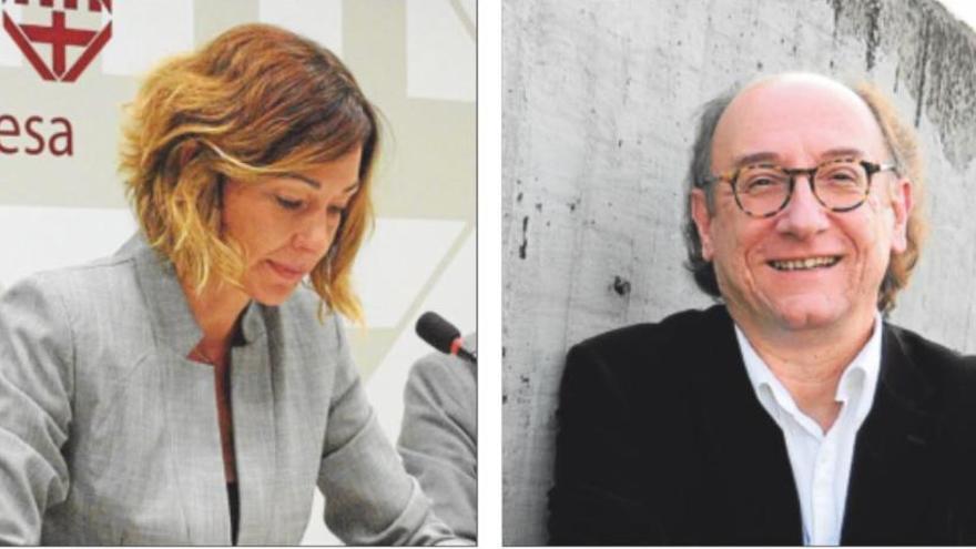 Àuria Caus (CDC), portaveu del govern municipal, i Ramon Fontdevila (ERC), un dels responsables de les negociacions per part dels republicans.