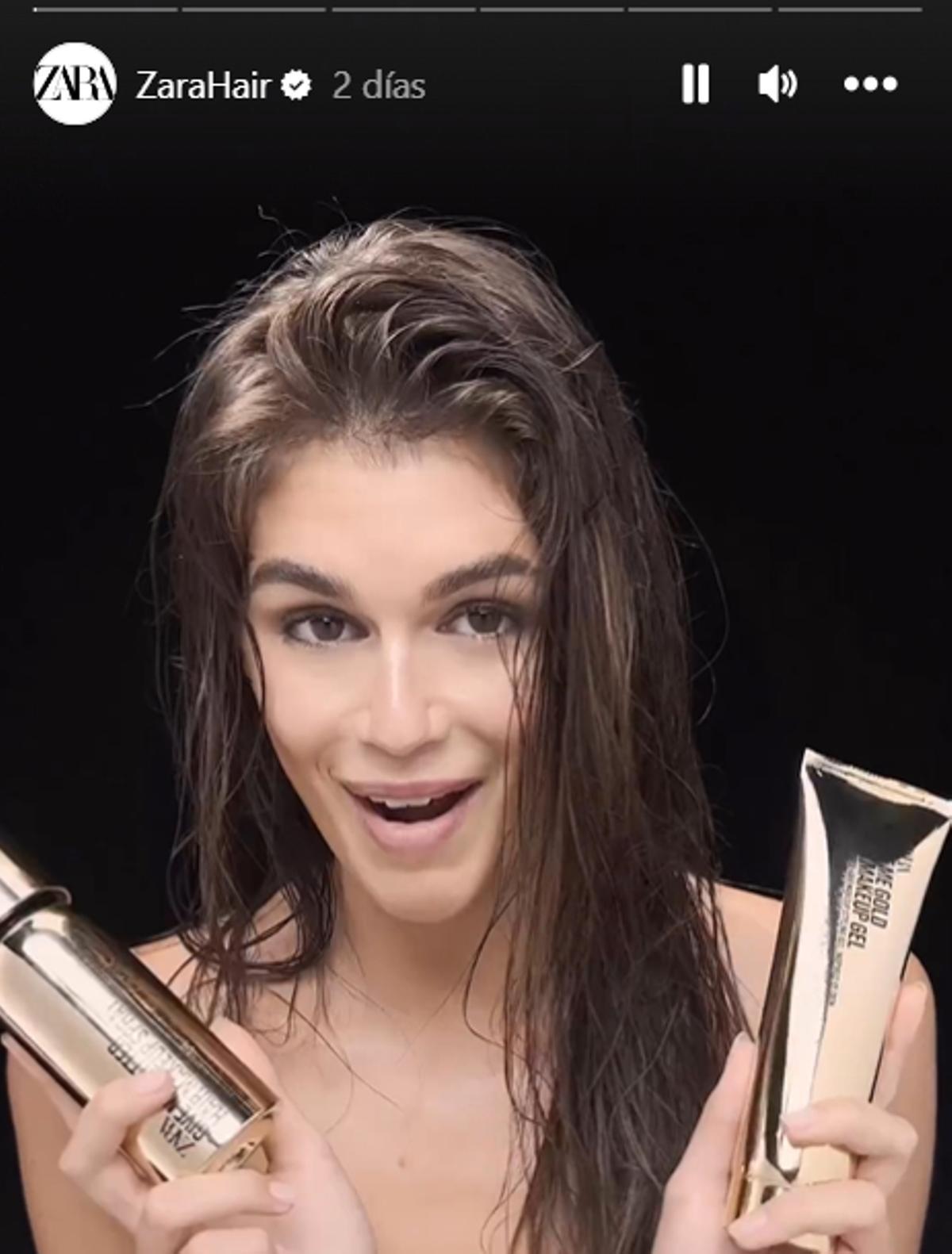 Kaia Gerber, en el vídeo de la campaña de la nueva línea capilar de Zara Hair.