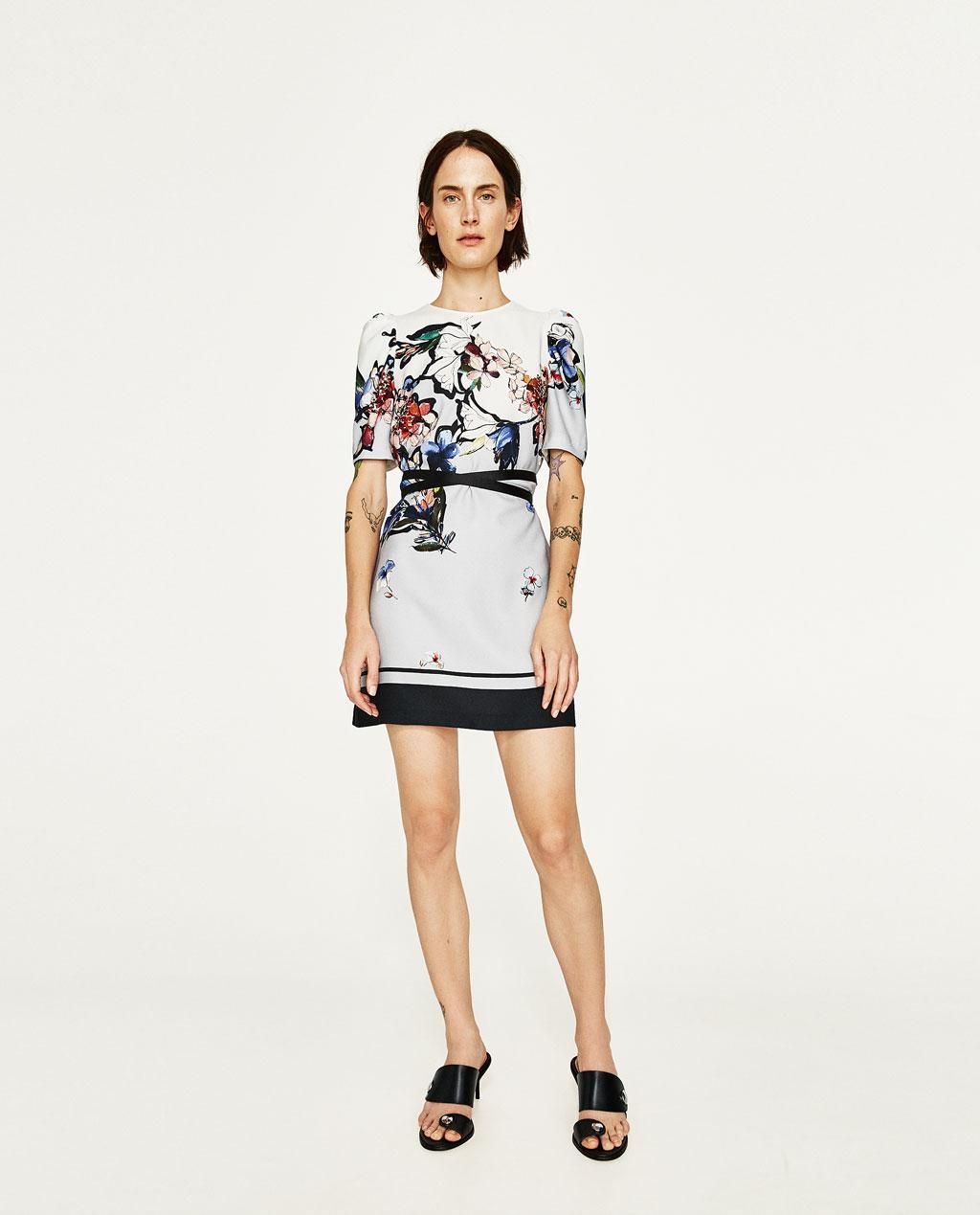 Vestido estampado flores, Zara