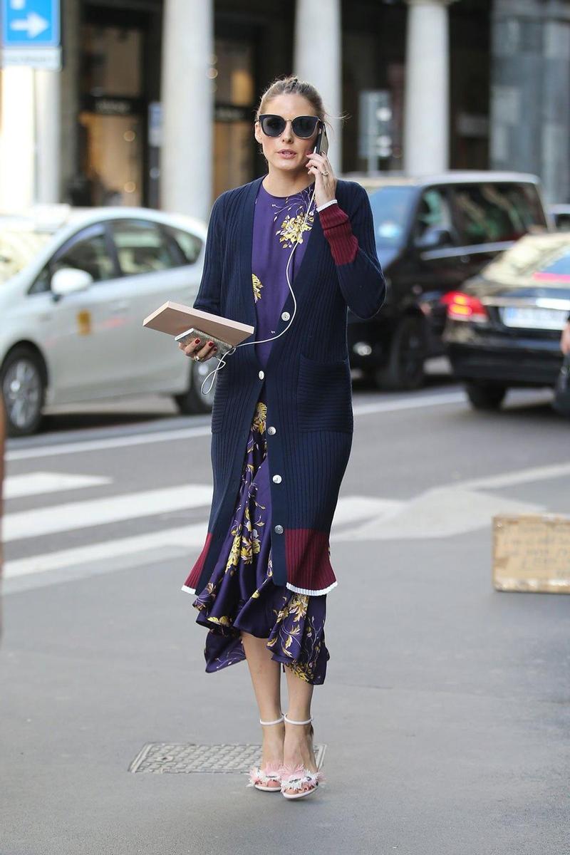 Olivia Palermo: vestido + cárdigan