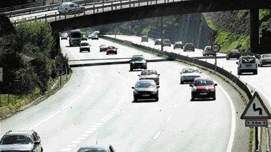 Imagen del trazado actual de ña autovía entre Vigo y Porriño.