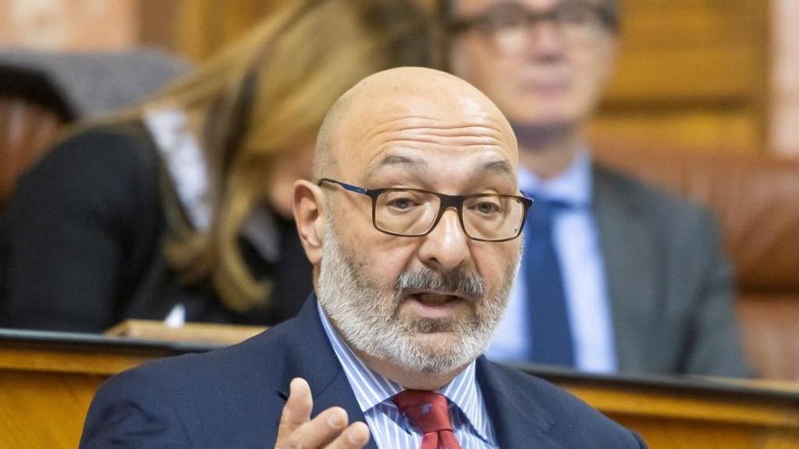 El portavoz andaluz de Vox, Alejandro Hernández durante su intervención en el pleno extraordinario del Parlamento andaluz.