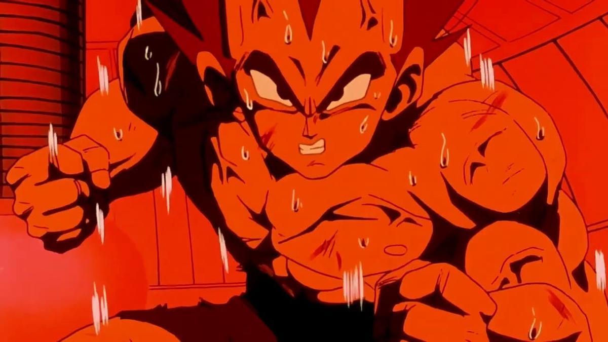 Vegeta durante su entrenamiento con gravedad 400