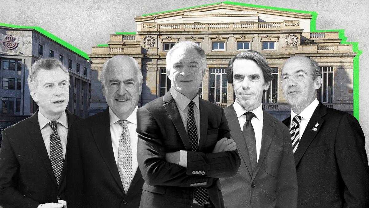Por la izquierda, Macri, Pastrana, Dionisio Gutiérrez, Aznar y Luque.