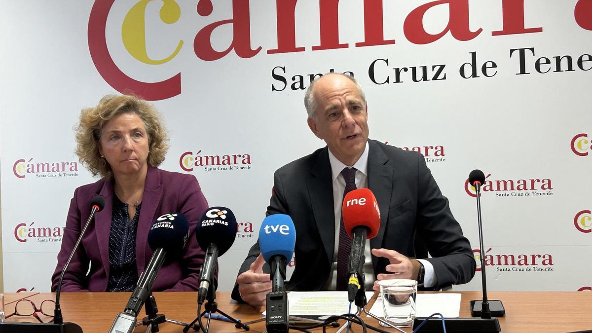 La directora de la Cámara, Lola Pérez, y su presidente Santiago Sesé.