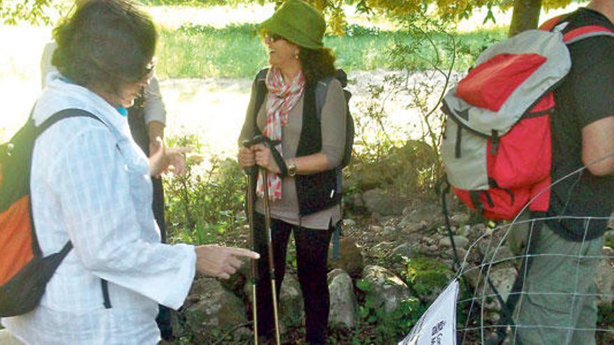 Excursionistas en una marcha reivindicativa por la vieja carretera.