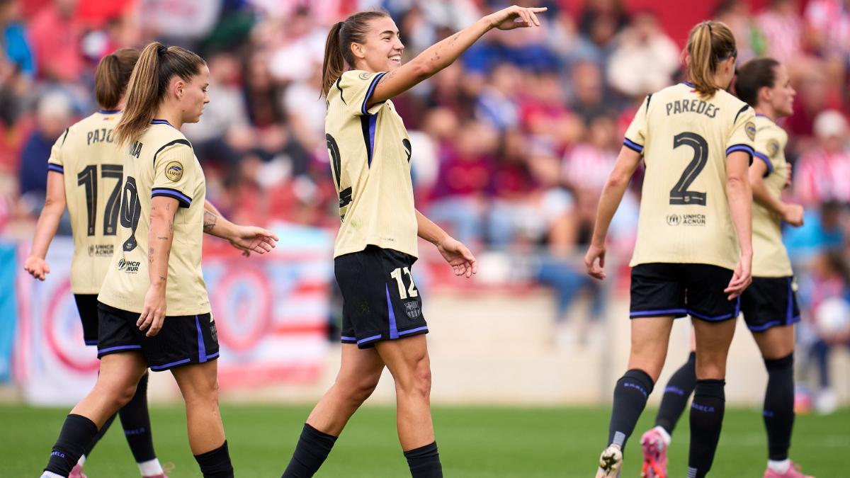 Patri Guijarro celebra su gol ante el Atlético