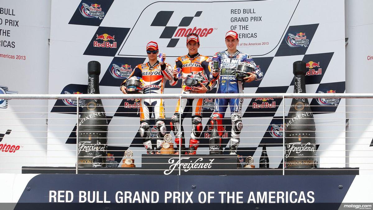 Pedrosa, Márquez y Lorenzo en el podio del COTA