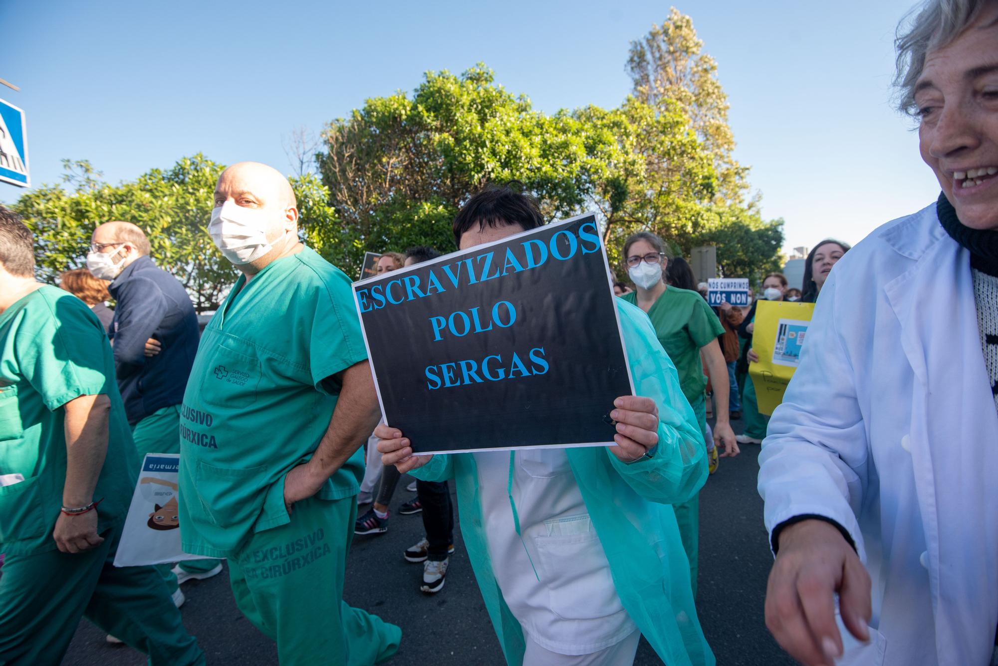 Protestas de los trabadores del hospital público coruñés.