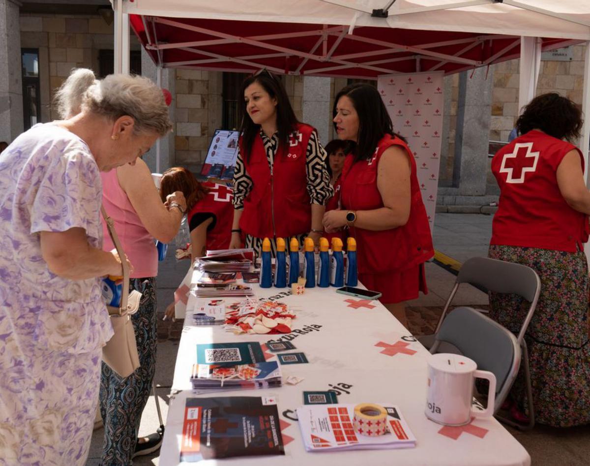 Trabajadoras de Cruz Roja explican uno de los servicios. | J. L. Fernández