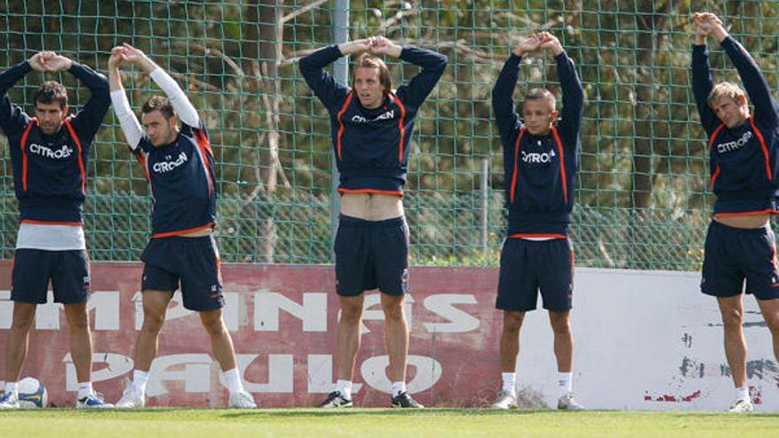 Los jugadores del Celta de Vigo entrenan en las instalaciones de A Madroa