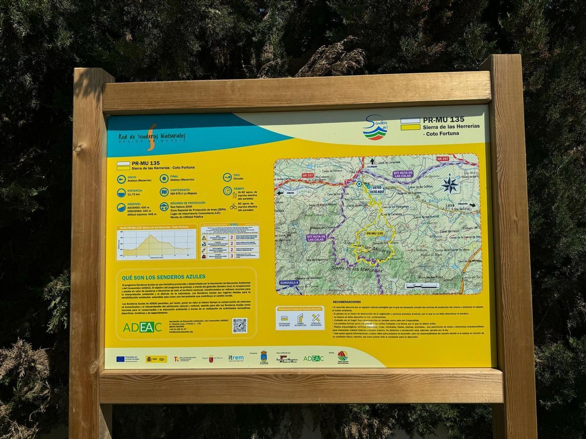 Cartel del sendero Sierra de las Herrerías - Coto Fortuna.