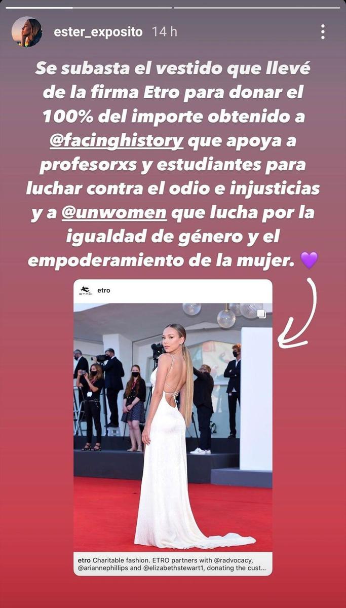 Se subasta el vestido blanco de Ester Expósito