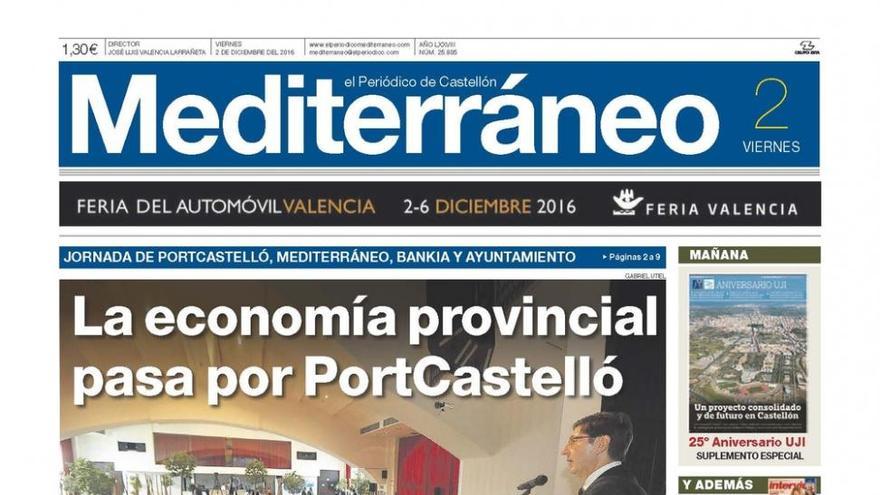 La economía provincial pasa por PortCastelló, hoy en la portada de El Periódico Mediterráneo