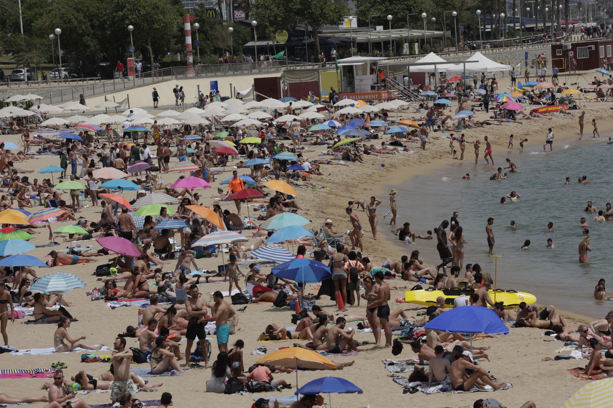 Ambiente en las playas de Barcelona , playa de la Nova Icaria