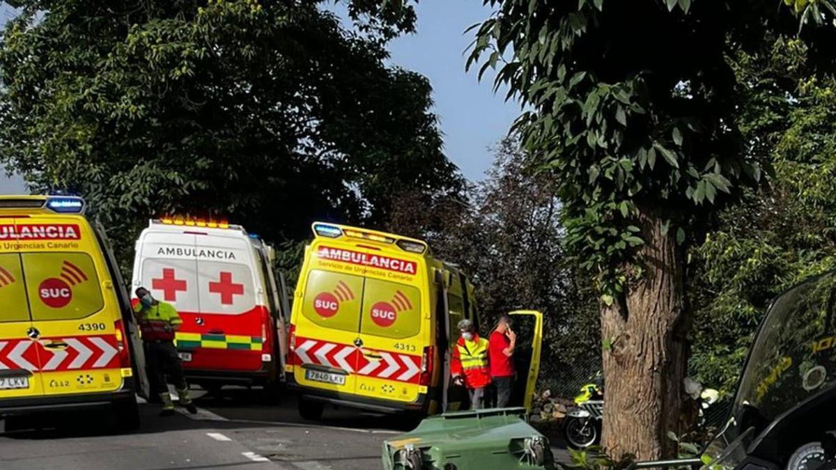 Lugar del accidente en el falleció un motorista en La Orotava.