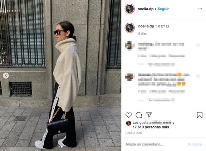 El look 'sporty' de Noelia Muñoz de Morales con pantalón de chándal, zapatillas y jersey de cuello vuelto