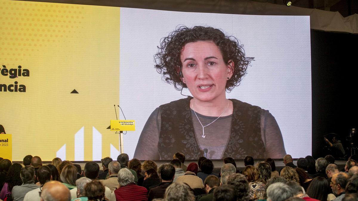 La secretaria general de ERC, Marta Rovira, en una intervención telemática.