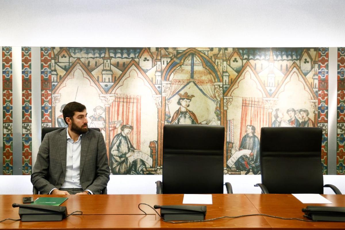 José Ángel Antelo, este martes antes del inicio de la Junta de Portavoces en la Asamblea.