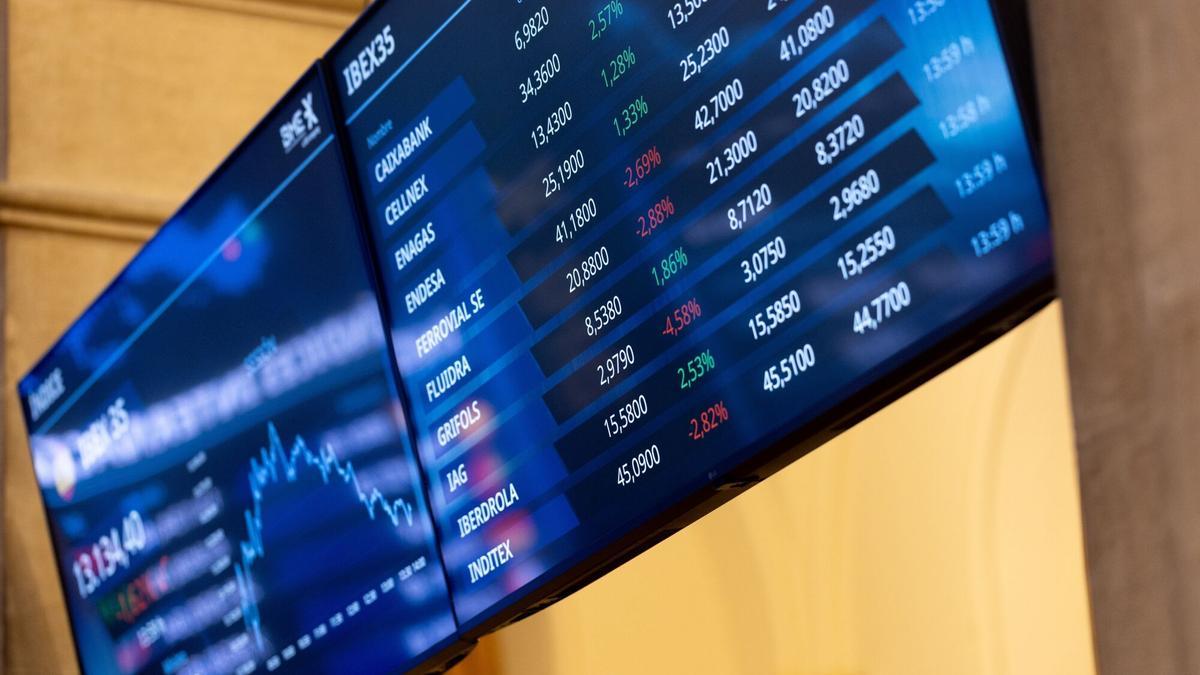 Panells de l'Ibex a la Borsa de Madrid
