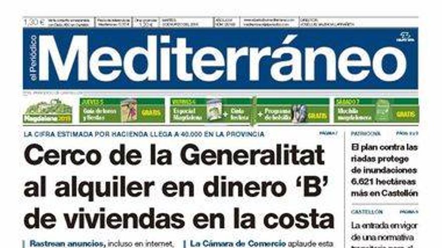 El cerco a los apartamentos ilegales, en la portada de Mediterráneo