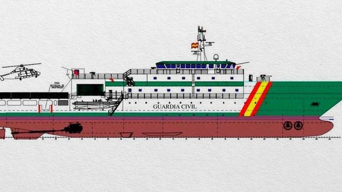 El diseño del nuevo buque oceánico de la Guardia Civil.