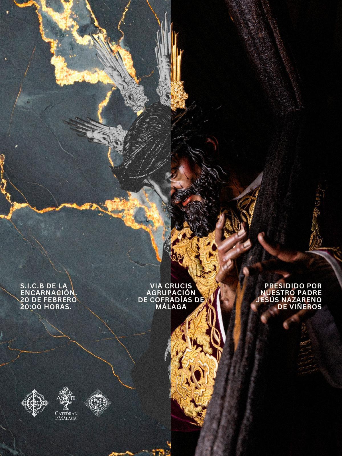 Cartel anunciador del Vía Crucis de la Agrupación con el Nazareno de Viñeros.