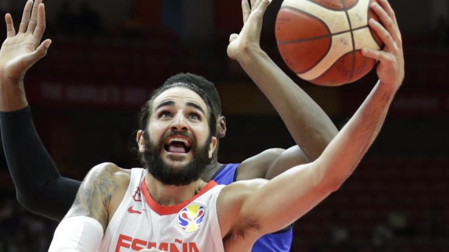 Ricky Rubio, durante el partido contra Polonia.